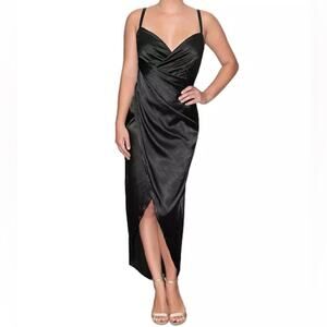 RACHEL Rachel Roy Women's Bree Satin Midi Dress Black Sz M